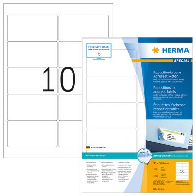 Removable Address Labels A4, 96 x 50.8mm, White, Movables Technology ...