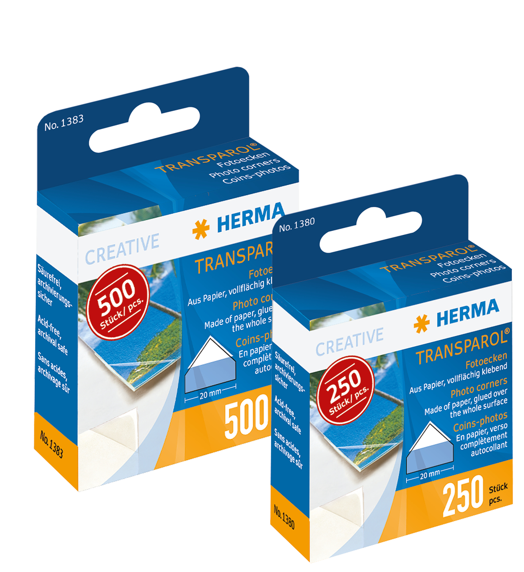 HERMA 1383 Photo Corner Pack of 500 Clear/White 