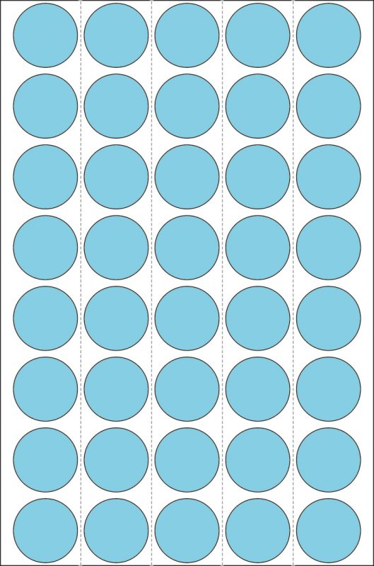 Dot Labels, 19mm, Round, Blue, Paper Matt Backing Paper Perforated ...